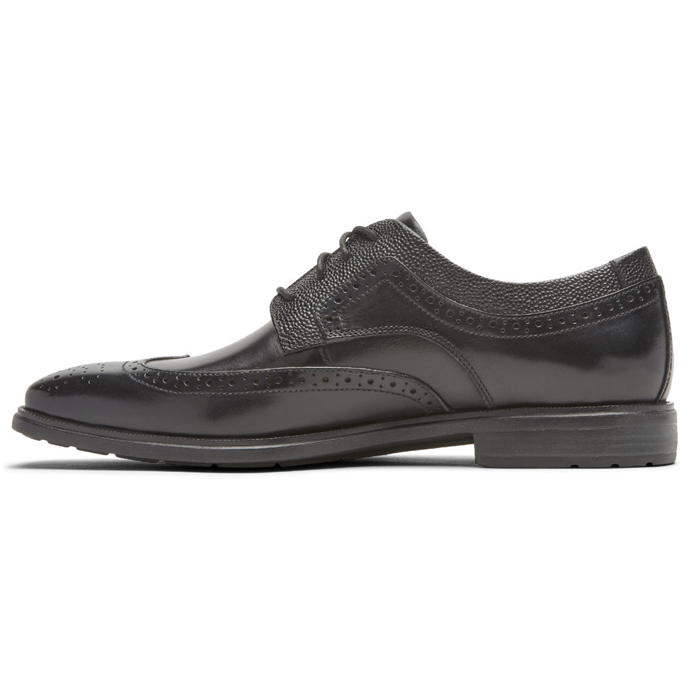 Zapatos Con Cordones Rockport Hombre Mexico - Farrow Wingtip Negros - TRZHM9210